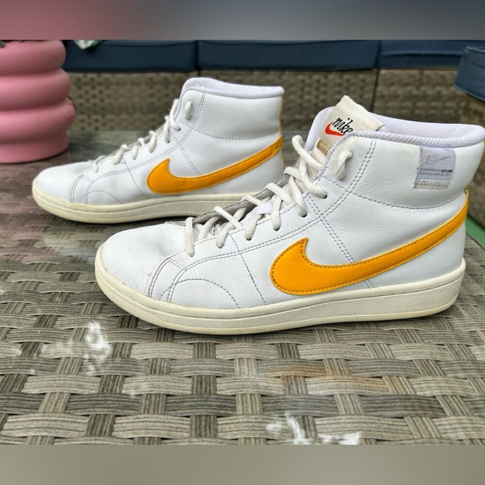 Nike White and Orange High-Top Sneakers